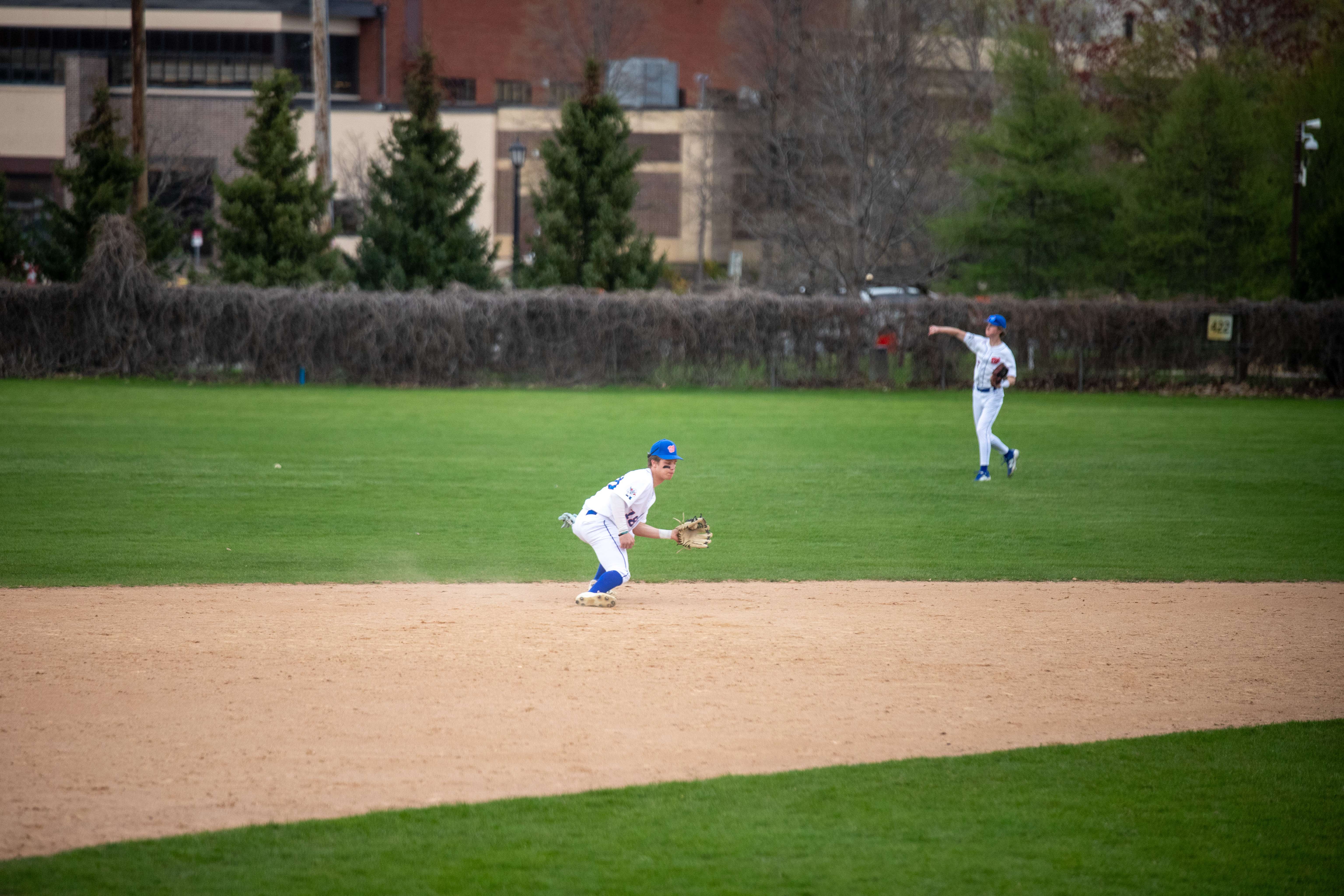 Washburn infielders positioned and ready during play